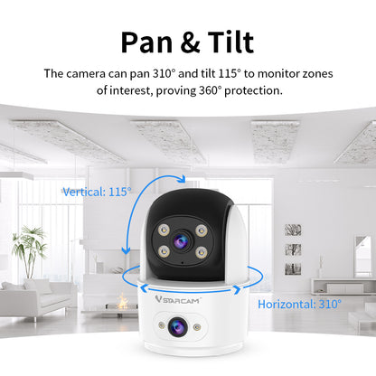 AI-Powered Indoor Home Security Camera - Dual Lens 1080P Pan/Tilt with AI Detection