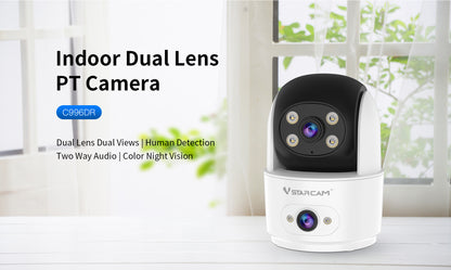 AI-Powered Indoor Home Security Camera - Dual Lens 1080P Pan/Tilt with AI Detection