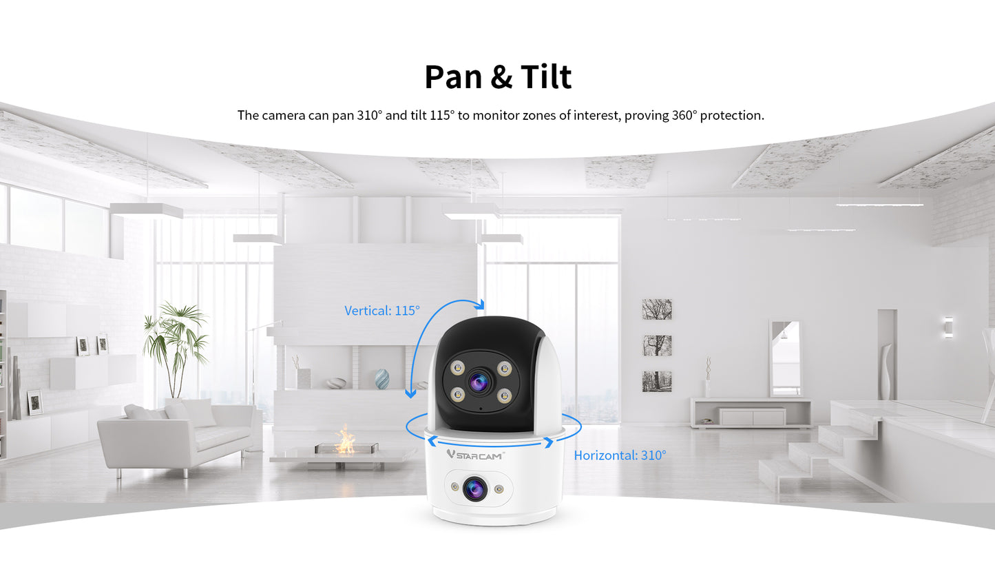 AI-Powered Indoor Home Security Camera - Dual Lens 1080P Pan/Tilt with AI Detection