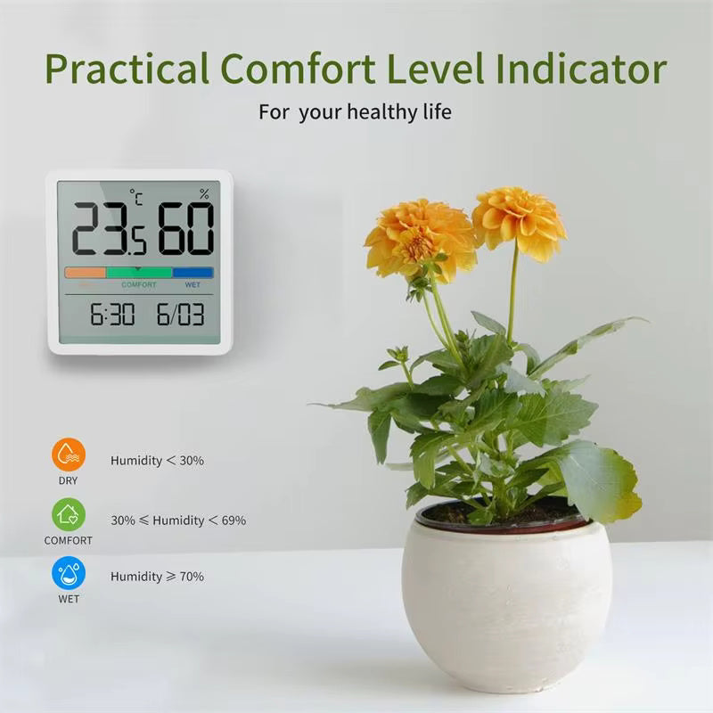 Black Mini LCD Digital Thermometer Hygrometer - Indoor Temperature & Humidity Monitor